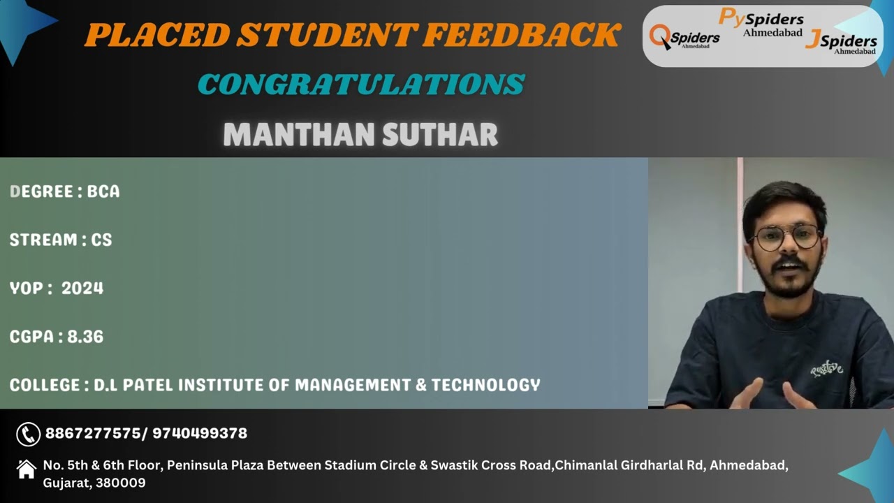 Placement Journey of BCA graduated as Python Developer QSpiders |Ahmedabad