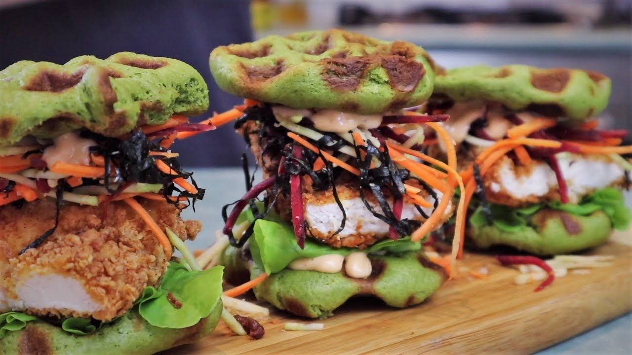Matcha Waffle Chicken Burger