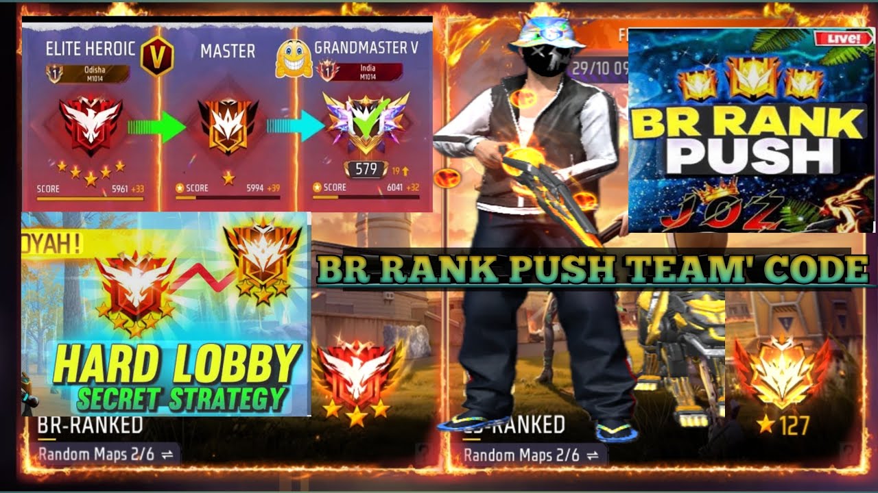 FREE FIRE LIVE MATCH TODAY BR RANK PUSH TEAM CODES IN GAME - YouTube