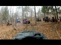 Atv group trail ride hill climbs  getting muddy and stuck