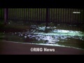 Ruptured water main damages several car windows in Arlington Heights, California.