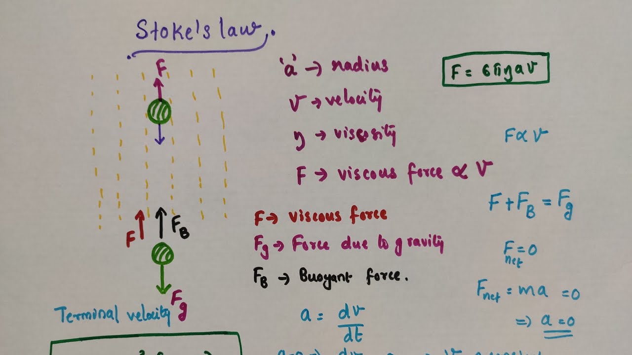 Stoke S Law Terminal Velocity Mechanical Properties Of Fluids Class 11 Physics Youtube