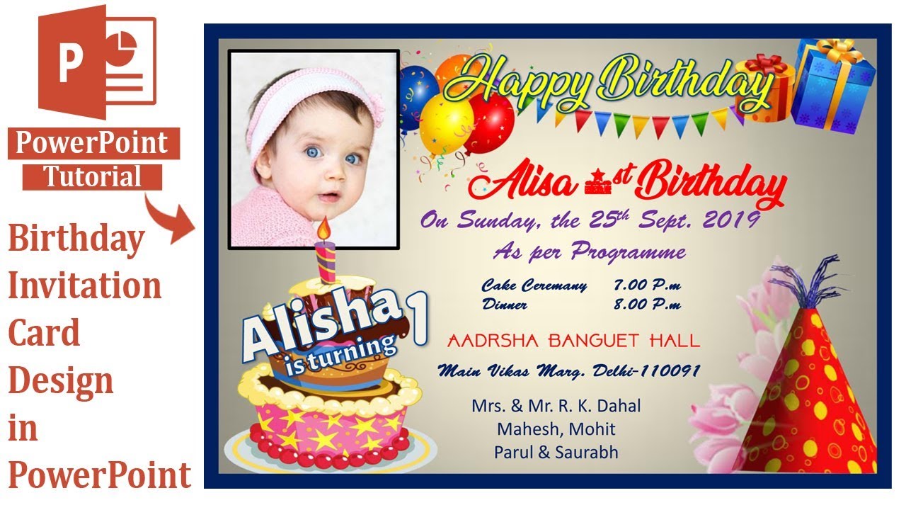 Birthday Invitation Card Design in PowerPoint || PowerPoint Tutorial ...