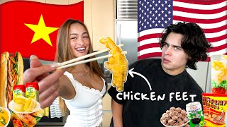 MY AMERICAN BF TRIES ASIAN FOOD