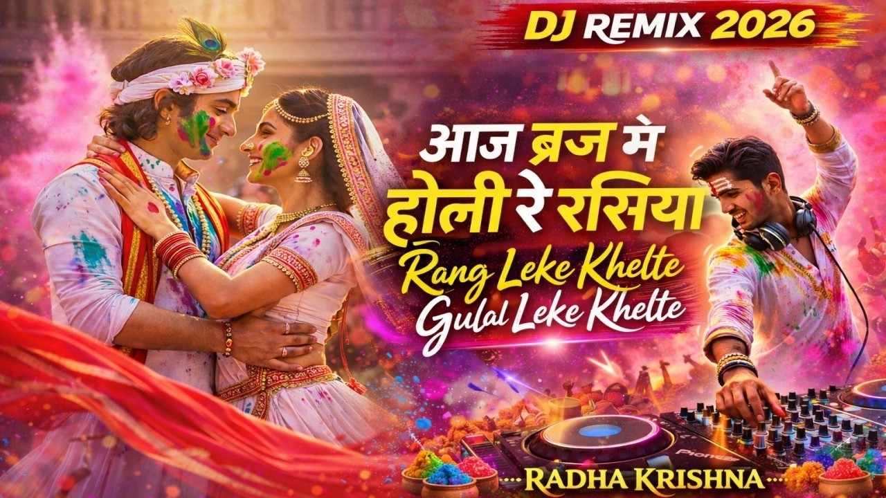 आज बिरज में होली रे रसिया | Rang Leke Khelte Gulal Leke Khelte | DJ Remix Radha Krishna Holi Special