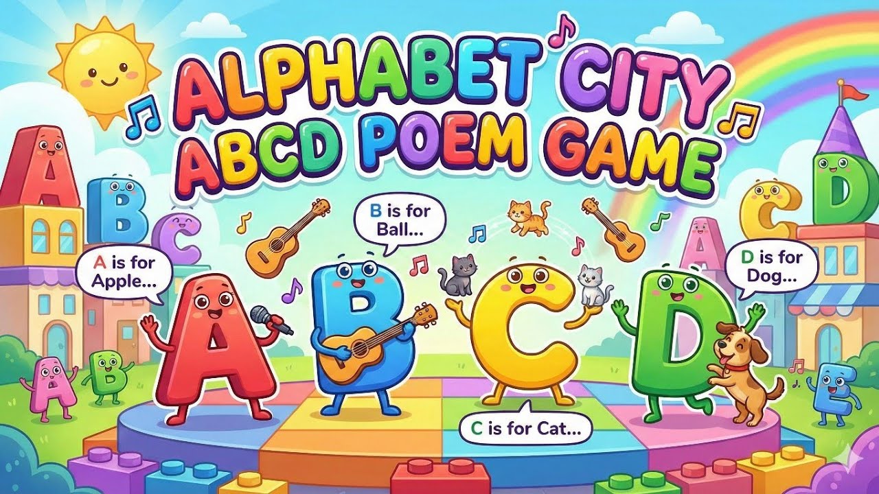 Alphabet City [S1_E36] ABCD Poem Game | Fun Learning Song for Kids | 3D ...