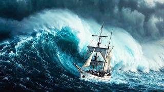 World's Largest Sailing Ship Destroyed by Giant Tsunami  Ultra Realistic Disaster AI VFX 4K