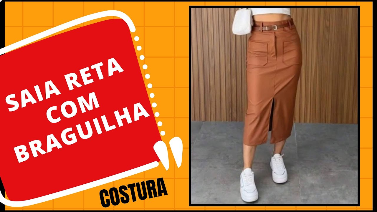 Saia reta com braguilha - costura