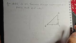 ABC is an isosceles triangle right angled at C. Prove that AB^2 = 2AC^2 | Class 10 Maths