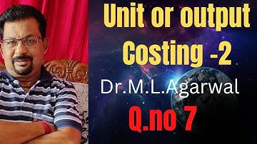 Unit or output costing-2 Tender price Q.no 7 Dr.M.L Agarwal||Rajusengupta Classes||