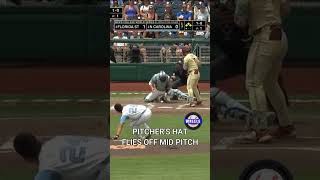 Pitchers Hat Flies off Mid Pitch at the College World Series | 2024 College Baseball