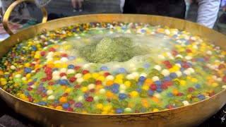 Famous Rainbow Thai dessert, Bua Loy (rice balls in coconut milk) - Thai Street Food