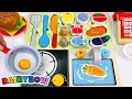 Learn Food, Fruit and Vegetable Names for Kids with Toy Kitchen Cooking