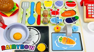 Learn Food, Fruit and Vegetable Names for Kids with Toy Kitchen Cooking