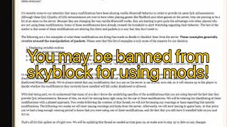 Skyblock players may be at risk of being banned