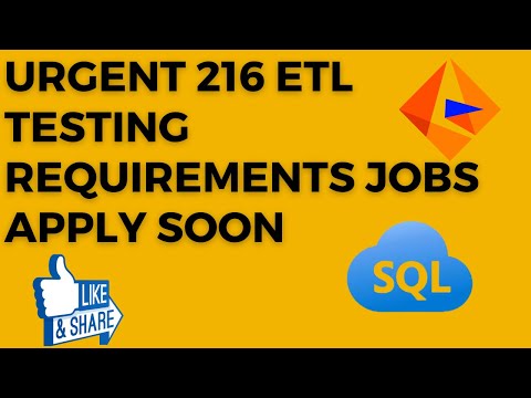 216 ETL Testing Job Opportunities Here Hurry Up and Apply for ETL Testing SQL Oracle Jobs