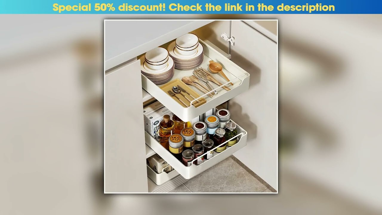 Kitchen Storage Box with Sliding Rail Pullout Cabinet Storage Rack Spice Pantry Shelves Drawer