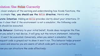 Understanding the Code after 'return' will never be executed Warning in Xcode