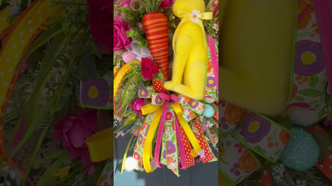 How I Made a Large Yellow Flocked Easter Bunny Wreath 