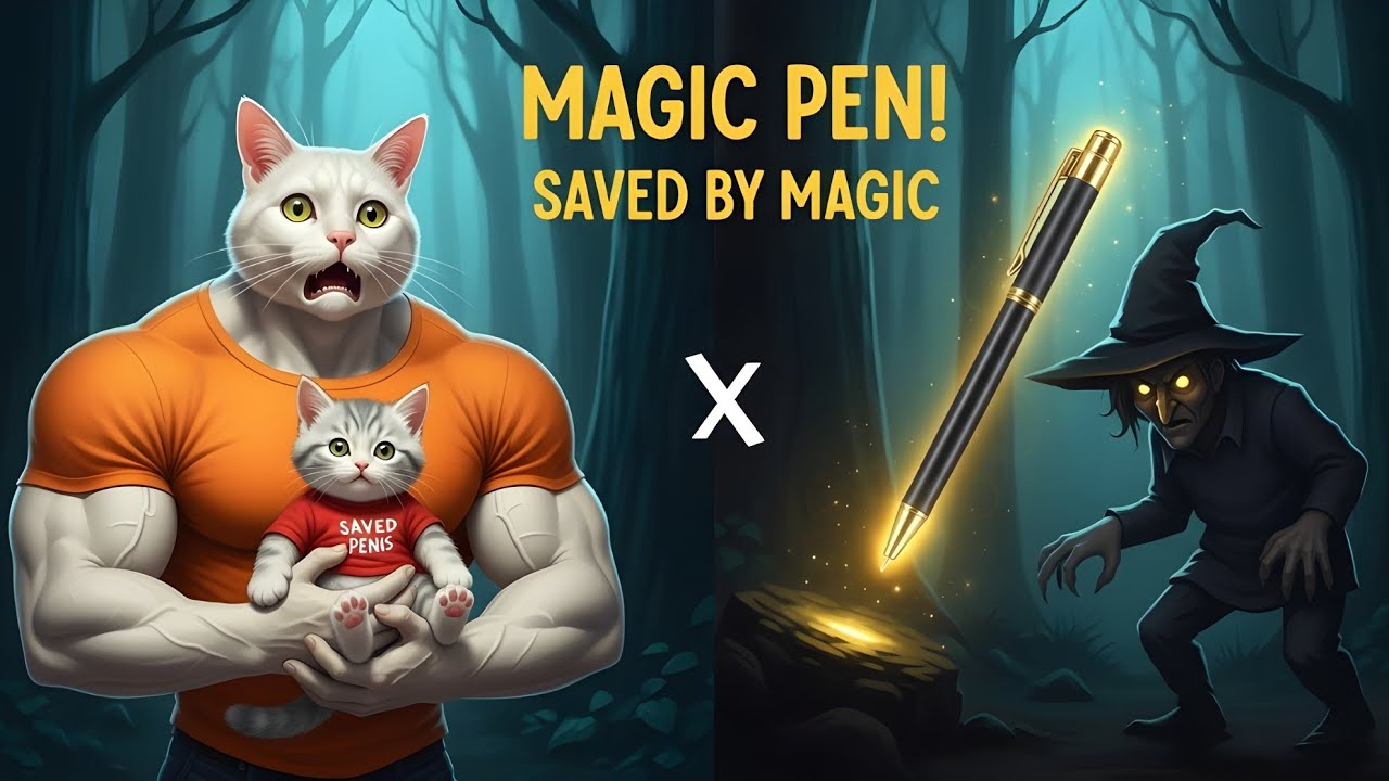 Magic Pen Saves a Cat & Kitten 🐱✨ | Dark Witch Forest Adventure | 3D Animated Movie”