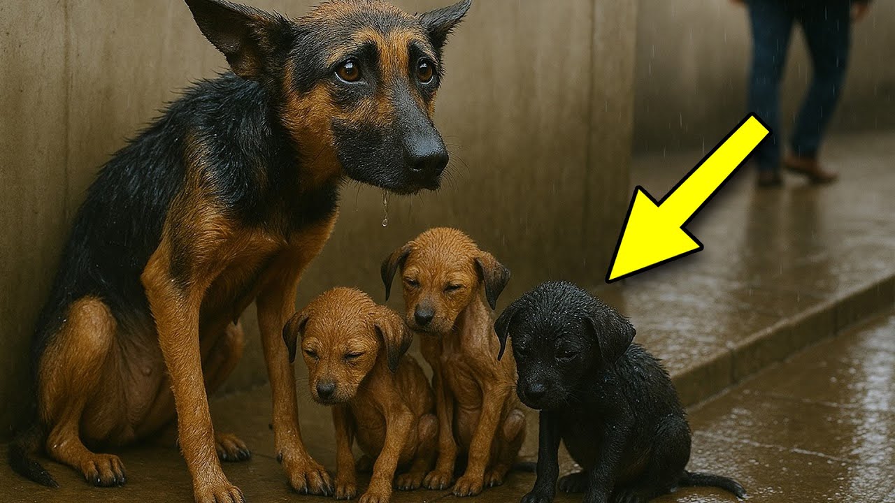 Η μητέρα σκύλα ικέτευε τους περαστικούς να σώσουν τα κουτάβια της, αλλά την αγνόησαν...