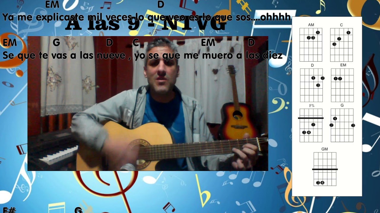 Como tocar A las nueve  en guitarra (letra y acordes)