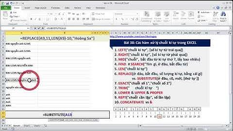 Học EXCEL cơ bản   38 Hàm xử lý chuỗi kí tự, thông tin