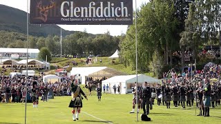 Drum Major Derek Dean Wins Mace Over The Banner Compeion At Braemar Gathering 2019 In Scotland