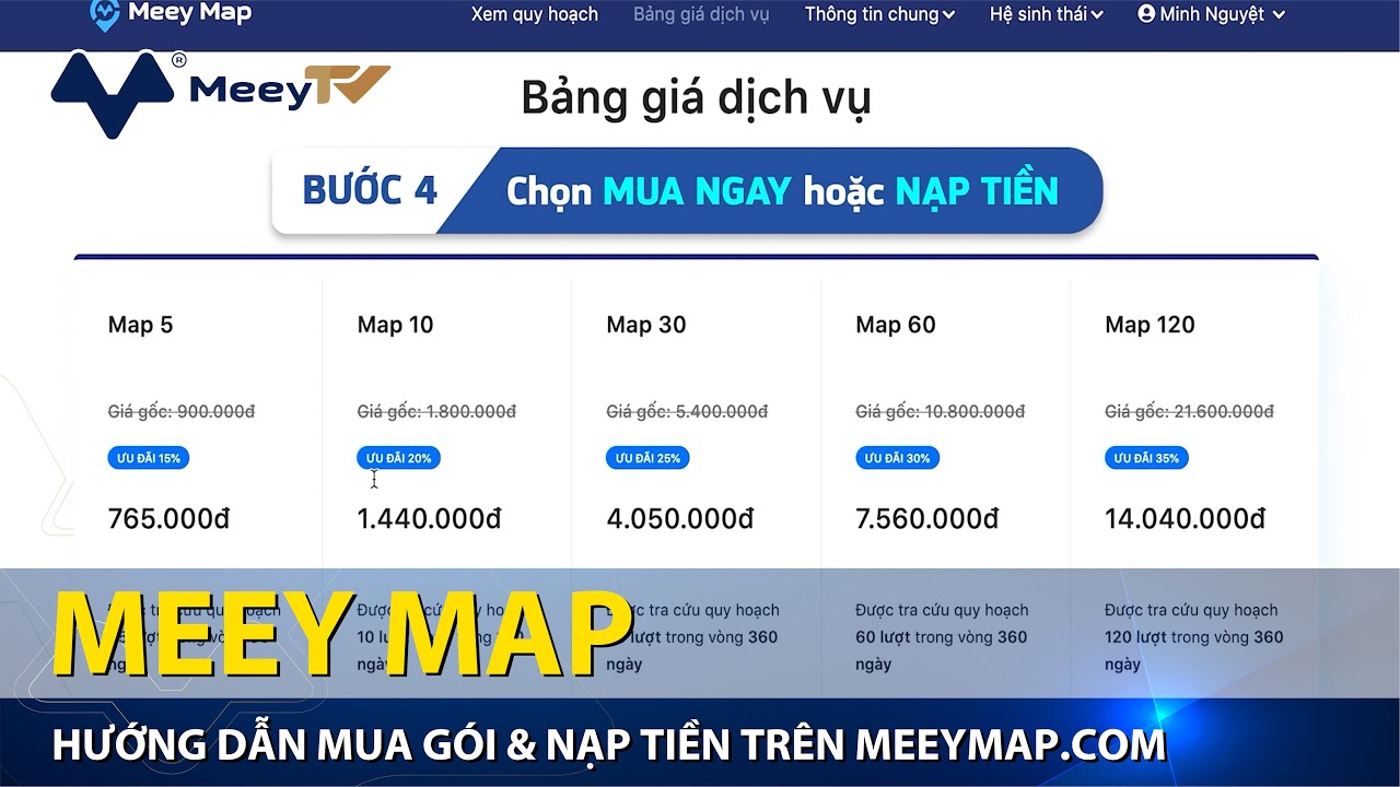 [MEEY MAP] HƯỚNG DẪN MUA GÓI & NẠP TIỀN TRÊN MEEYMAP.COM - YouTube