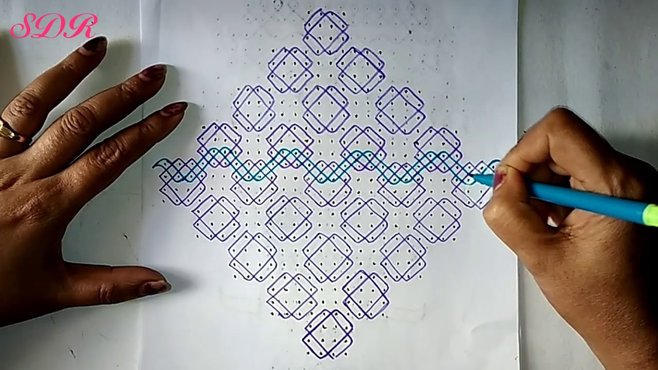 Sikku Kolam || Chikku Designer Big Rangoli || Competition Rangoli || 28 - 4 - 4 Straight Dots.