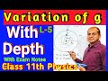 Variation of g with Depth Class 11 Physics || Derivation of g with Depth Class 11|| L-5