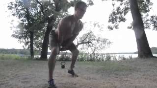 Staggered Stance 2-Arm Kettlebell Swings
