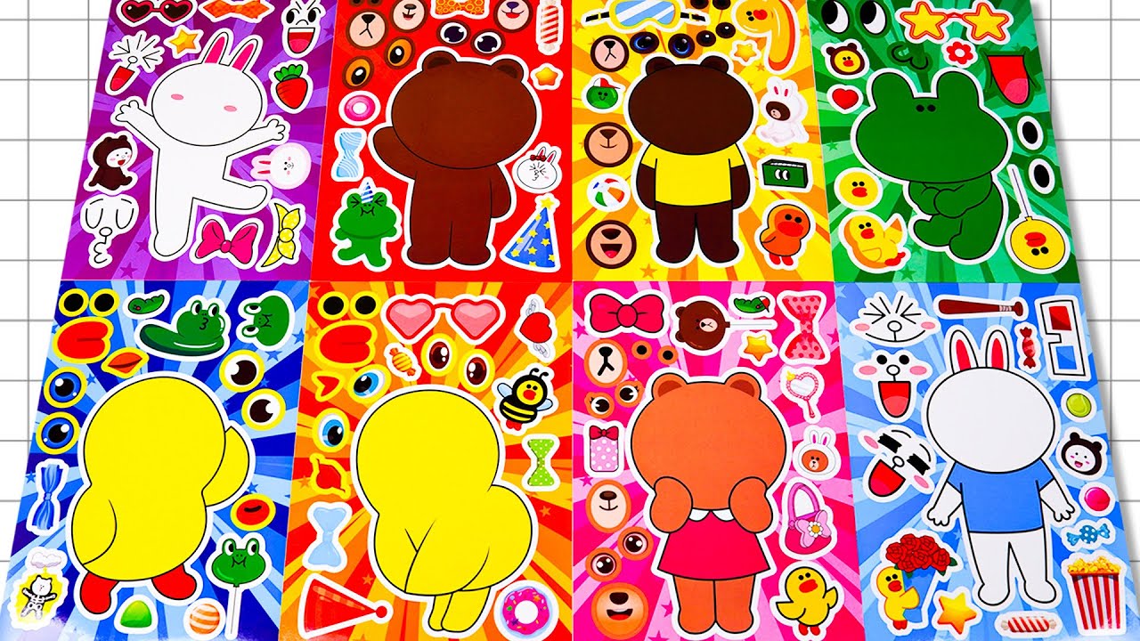 LINE TOWN STICKER BOOK MAKEOVER 🎀 | FUN ACTIVITY WITH CONY, BROWN, SALLY, MOON & JAMES!