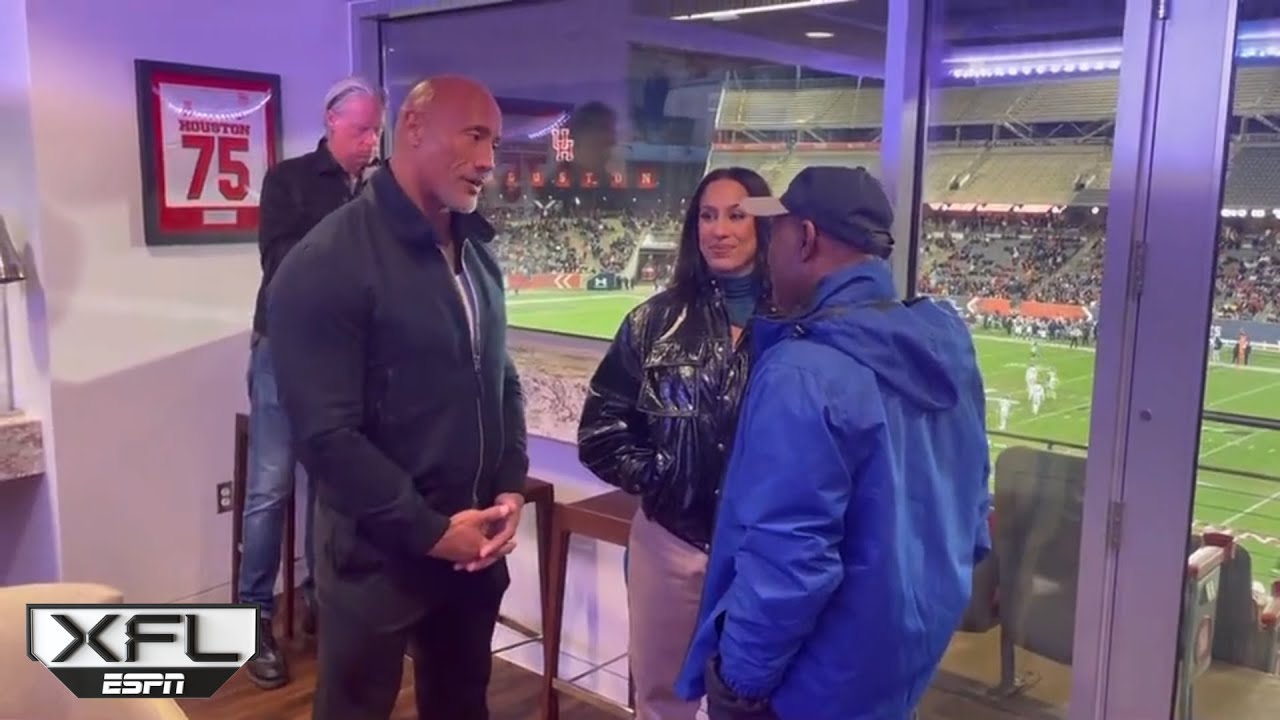 XFL Owners Dany Garcia & Dwayne "The Rock" Johnson Chatting With The Mayor of Houston - XFL 2023