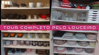 TOUR COMPLETO PELO MEU LOUCEIRO/DICAS COMO ORGANIZAR LOUÇAS NO LOUCEIRO/ LOUÇAS PARA MESA POSTA/