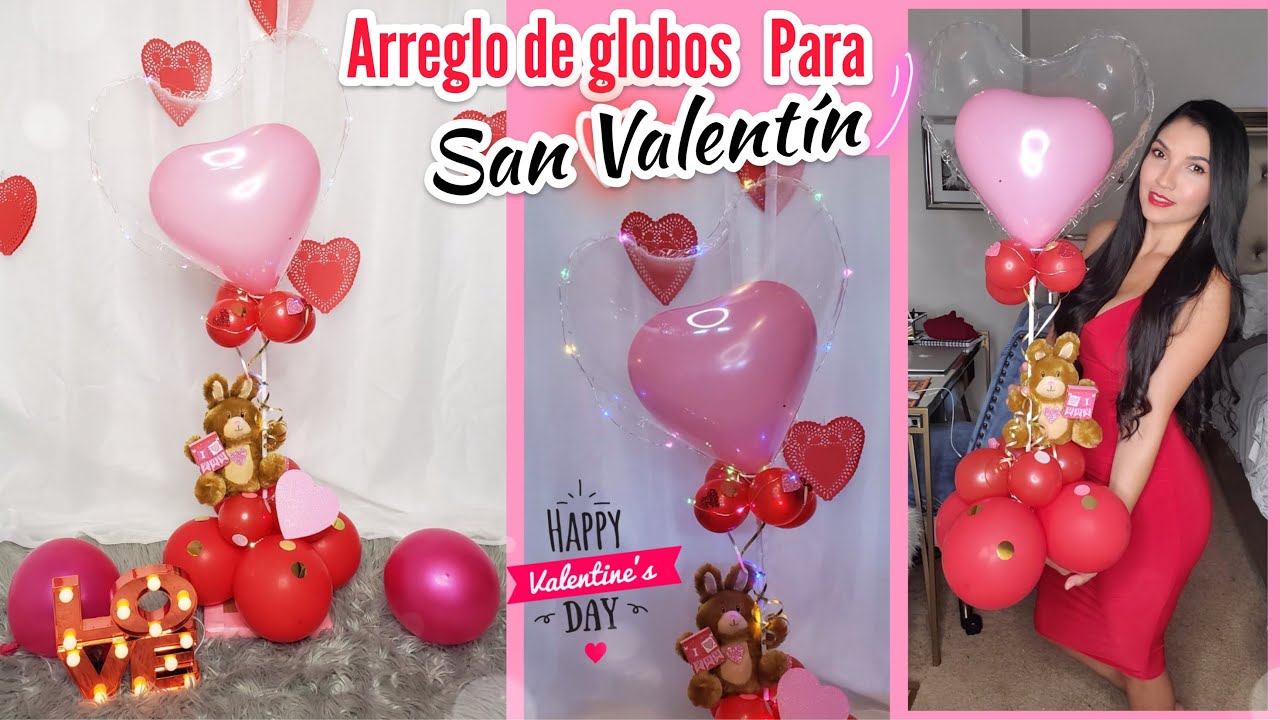 Arreglo con GLOBOS para Día de los Enamorados Decoración con Globos San  Valentín 