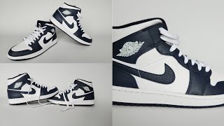 Nike Air Jordan 1 Mid White/Obsidian/Metallic Gold Unboxing and On Feet