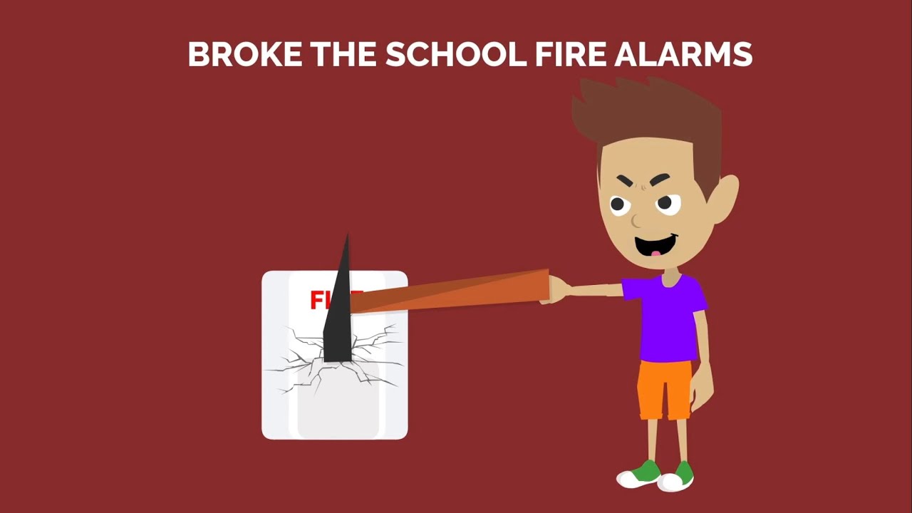 Mitchell destroys the school fire alarms