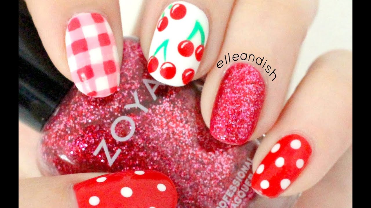 Cherry Picnic Nails - YouTube Cherry Picnic Nails - Cherry Picnic Nails - YouTube