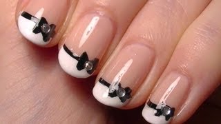 nail designs cute nails easy short polish simple bow bows acrylic tutorial step pretty rhinestones arts manicure pink fingernail yourself