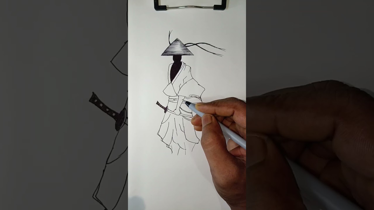 Samurai Ink Drawing | Powerful Warrior Sketch | Art by Mahendra 