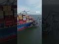 Drone Footage Shows Collapsed Baltimore Bridge After Cargo Ship Collision #shorts | VOA News
