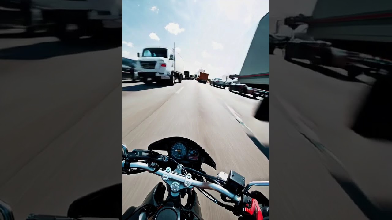 OV shot, Motorcycle Through TrafficFrom the biker’s point of view