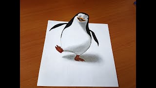 How to Draw A Madagascar Penguin with 3D Trick On Paper For Beginners How to Draw A Madagascar Penguin with 3D Trick On Paper For Beginners