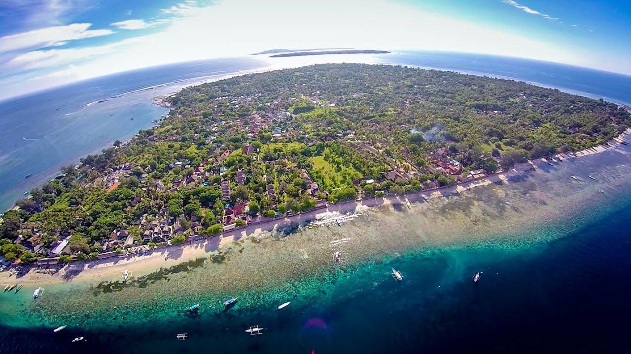 Epic DRONE whole island shot from Gili Air Bali  