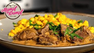 Stroganoff Rezept - Boeuf Stroganoff selber machen - Rinderfilet in Rahmsoße 🐮