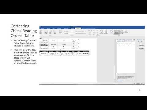 Word for Windows 2016 Accessibility Checker:  Check Reading Order (Table) Tip
