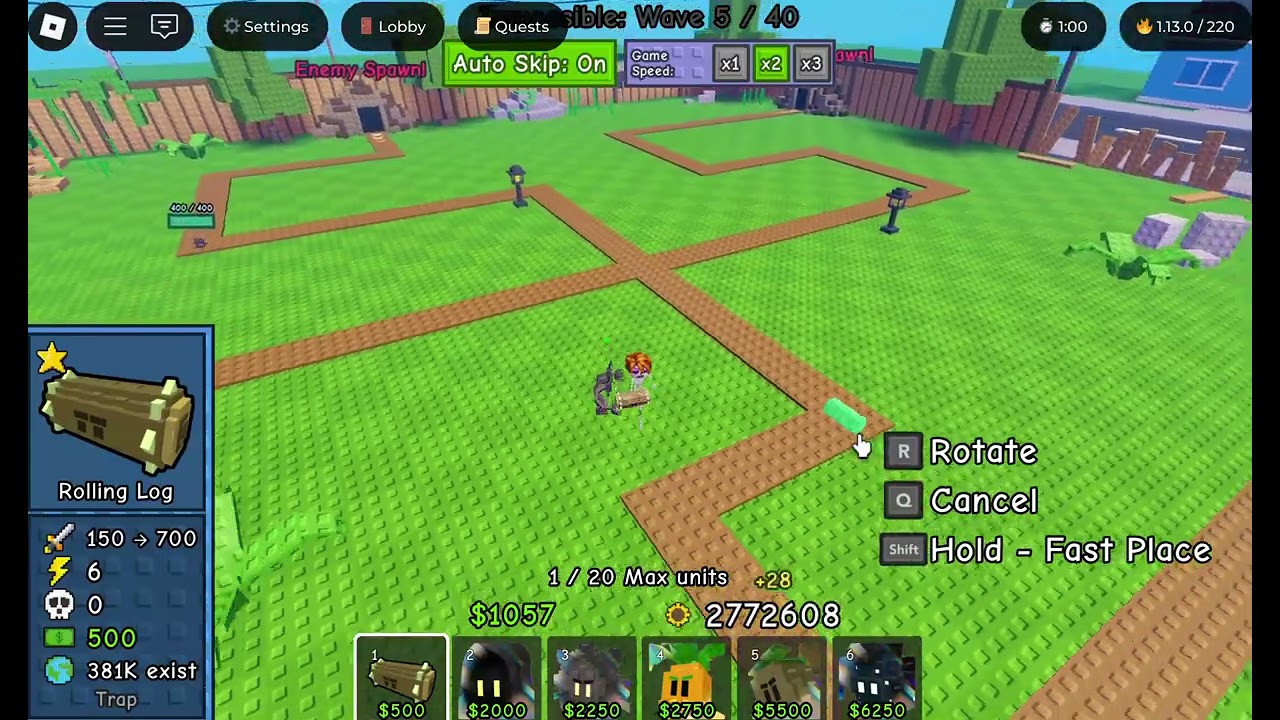 Rolling Log And VoltShade Backgarden | Garden Tower Denfense