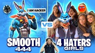 Smooth 444 Ha*ker Or Wot ?🤬 | Pro Girls Challenge Us For 1 v 4 🤯 | Garena Free Fire