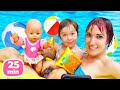Kids play dolls  swimming at the pool baby annabell at the water park  jacuzzi kapukikids